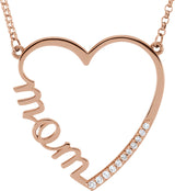 14K Gold "Mom" Heart Necklace - Rose Gold