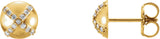 14K Gold Round Natural Diamond Accented Stud Earrings - Yellow Gold