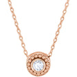 14K Gold Round Natural Diamond Beaded Bezel-Set Necklace - Rose Gold
