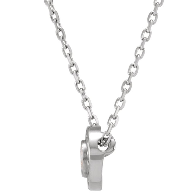 14K Gold Round Natural Diamond Bezel-Set Necklace or Pendant - White Gold - view 2