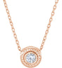 14K Gold Round Natural Diamond Bezel-Set Rope Slide Pendant - Rose Gold