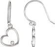 14K Gold Round Natural Diamond Accented Heart Earrings – 1.5mm Stones - White Gold
