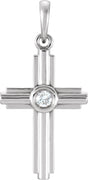 Platinum Round Natural Diamond Cross Pendant – 0.06 CTW