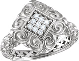 14K Gold Round Natural Diamond Sculptural Ring