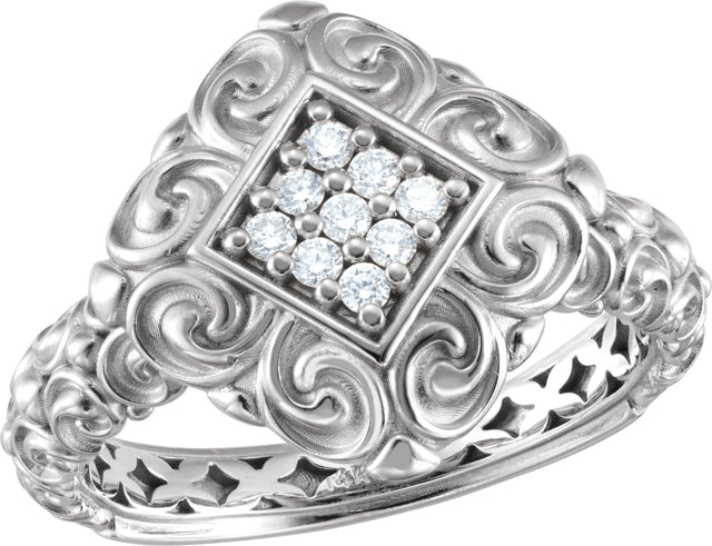 14K Gold Round Natural Diamond Sculptural Ring