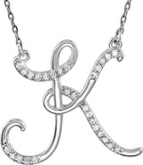 14K Gold Round Natural Diamond Initial Necklace – up to 1/10 CTW - Rose Gold - view 3