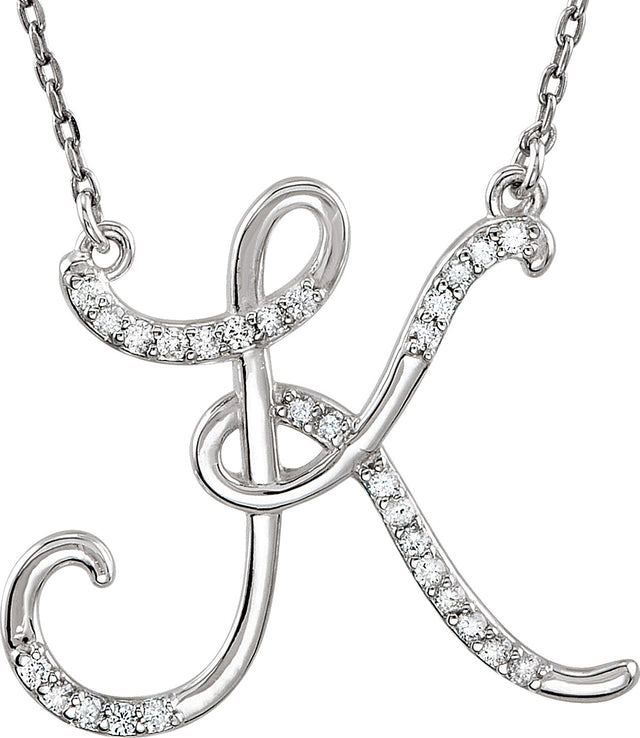 14K Gold Round Natural Diamond Initial Necklace – up to 1/10 CTW - Rose Gold - view 3