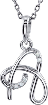 14K Gold Round Natural Diamond Initial Necklace or Pendant - Rose Gold - view 3
