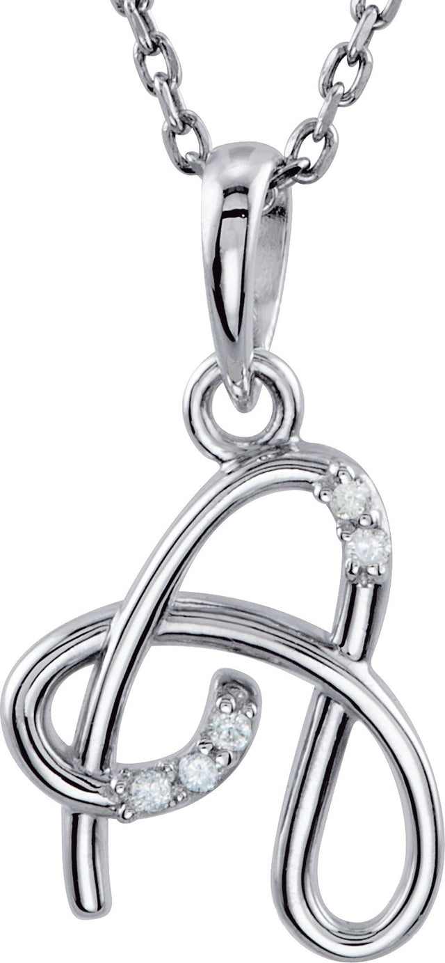 14K Gold Round Natural Diamond Initial Necklace or Pendant - Rose Gold - view 3