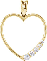 18K Gold Round Natural Diamond Journey Heart Pendant - Yellow Gold