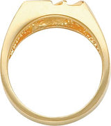 14K Gold Natural Black Onyx Accented Signet Ring - Yellow Gold - view 2