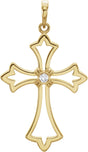 14K Gold Round Natural Diamond Cross Pendant – 0.03 CTW · 2mm Stones - Yellow Gold