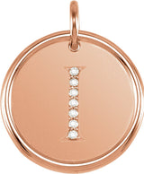 14K Gold Round Natural Diamond Posh Mommy® Initial Necklace or Pendant - Rose Gold