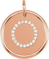 14K Gold Round Natural Diamond Posh Mommy® Initial Necklace or Pendant - Rose Gold