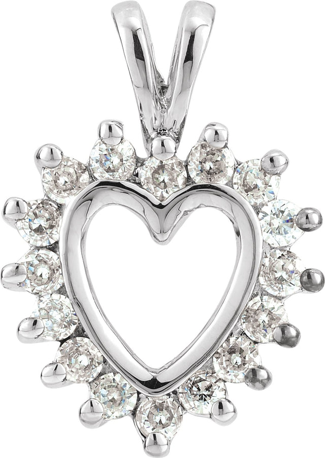 14K Gold Round Natural Diamond Heart Pendant – 1/3 CTW - White Gold - view 3