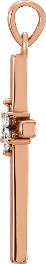 14K Gold Round Natural Diamond Cross Pendant – up to 0.06 CTW - Rose Gold - view 2