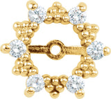 14K Gold Natural Diamond Halo-Style Earring Jackets - Yellow Gold