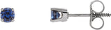 14K Gold Lab-Grown Blue Sapphire Round 4-Prong Youth Birthstone Stud Earrings - White Gold