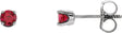 14K Gold Natural Ruby Round 4-Prong Youth Birthstone Stud Earrings - White Gold
