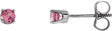 14K Gold Natural Pink Tourmaline Round 4-Prong Youth Birthstone Stud Earrings - White Gold