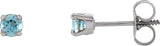 14K Gold Aquamarine Round 4-Prong Youth Birthstone Stud Earrings - White Gold