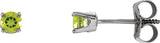 14K Gold Peridot Round 4-Prong Youth Birthstone Stud Earrings - White Gold