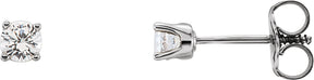 14K Gold Natural Diamond Round 4-Prong Youth Birthstone Stud Earrings - White Gold