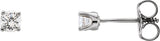14K Gold Natural White Sapphire Round 4-Prong Youth Birthstone Stud Earrings - White Gold