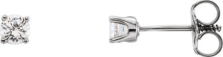14K Gold Natural White Sapphire Round 4-Prong Youth Birthstone Stud Earrings - White Gold