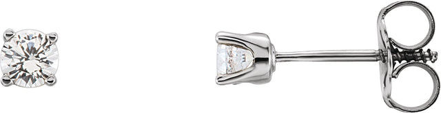 14K Gold Natural White Sapphire Round 4-Prong Youth Birthstone Stud Earrings - White Gold