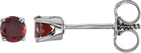 14K Gold Natural Mozambique Garnet Round 4-Prong Youth Birthstone Stud Earrings - White Gold