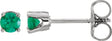 14K Gold Natural Emerald Round 4-Prong Youth Birthstone Stud Earrings - White Gold