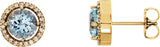 14K Gold Round Natural Diamond Halo-Style Earrings – 6mm Stones