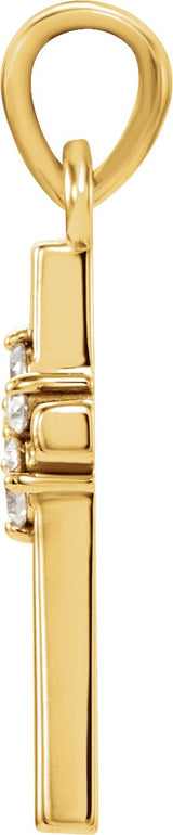 14K Gold Round Natural Diamond Cross Pendant – up to 0.06 CTW - Yellow Gold - view 2