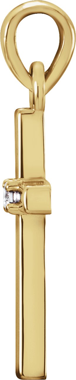 14K Gold Round Natural Diamond Birthstone Cross Pendant - Yellow Gold - view 2