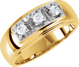 14K Gold Round Natural Diamond Three-Stone Ring – 3mm Stones - view 3