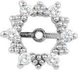 14K Gold Natural Diamond Halo-Style Earring Jackets - White Gold