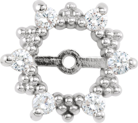 14K Gold Natural Diamond Halo-Style Earring Jackets - White Gold
