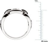 14K Gold Natural Diamond Accented Link Ring - White Gold - view 2