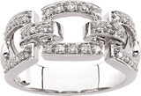 14K Gold Natural Diamond Accented Link Ring - White Gold - view 3