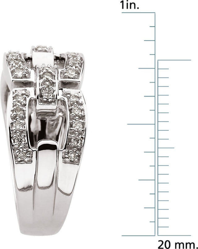 14K Gold Natural Diamond Accented Link Ring - White Gold - view 4