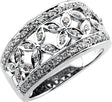 14K Gold Natural Diamond Floral Etruscan-Style Ring