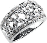 14K Gold Natural Diamond Floral Etruscan-Style Ring