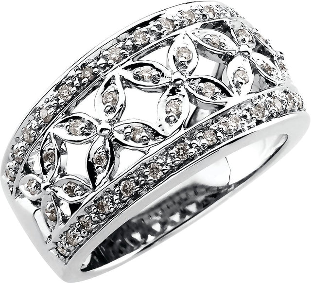 14K Gold Natural Diamond Floral Etruscan-Style Ring