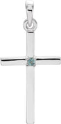 14K Gold Round Natural Alexandrite Birthstone Cross Pendant - White Gold