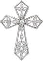 14K Gold Round Natural Diamond Accented Cross Pendant – 1.8mm Stones