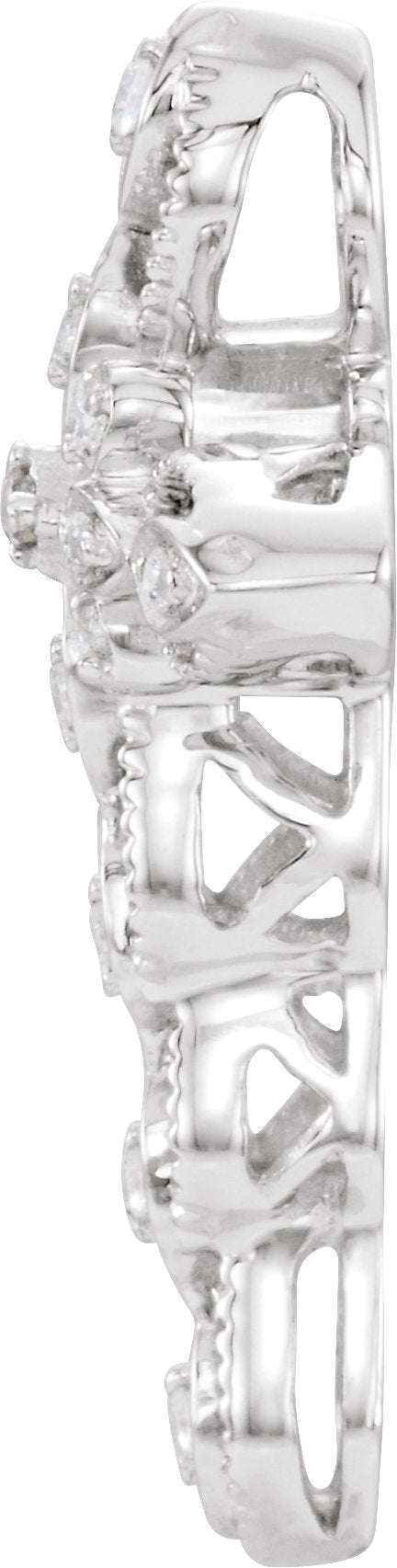 14K Gold Round Natural Diamond Accented Cross Pendant – 1.8mm Stones - view 2