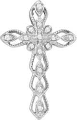 14K Gold Round Natural Diamond Accented Cross Pendant II