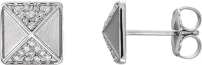 Platinum Round Natural Diamond Pyramid Earrings