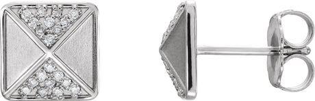 Platinum Round Natural Diamond Pyramid Earrings